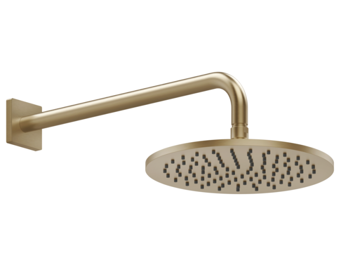 На изображении товар Верхний душ Gessi Rilievo, Ø250 мм, шарнирный, настенный, цвет Warm Bronze Brushed PVD от официального представителя в Москве