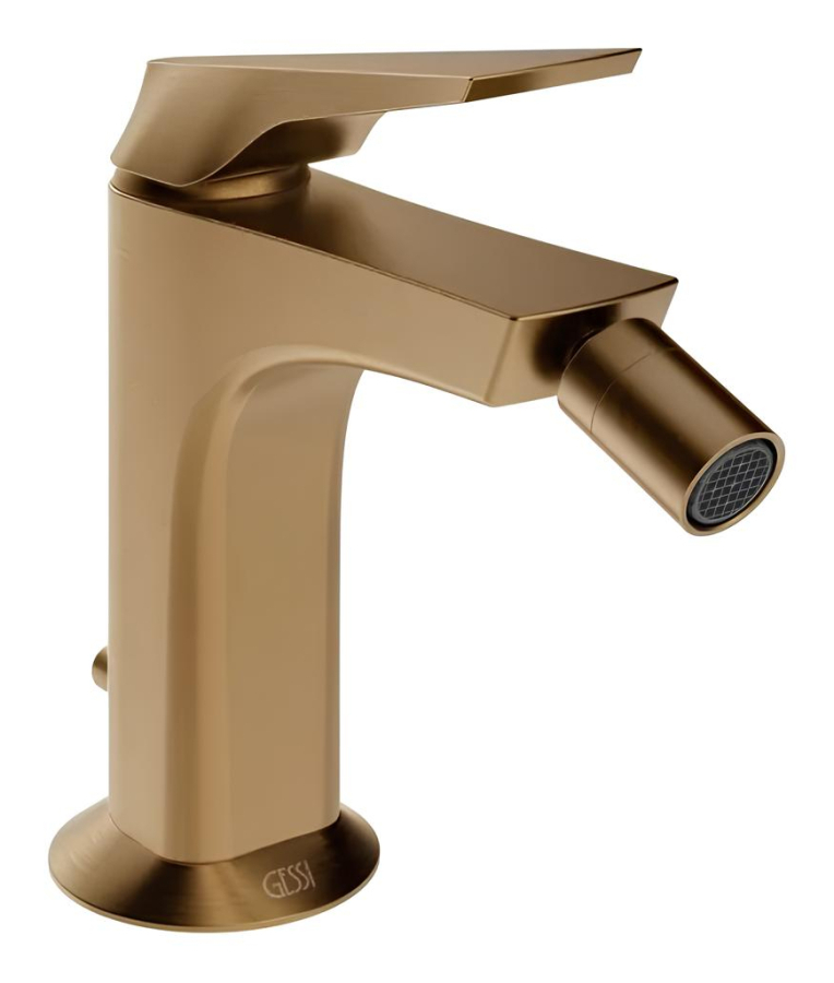 Смеситель для биде Gessi Ventaglio, однорычажный, с донным клапаном, цвет Warm Bronze Brushed PVD
