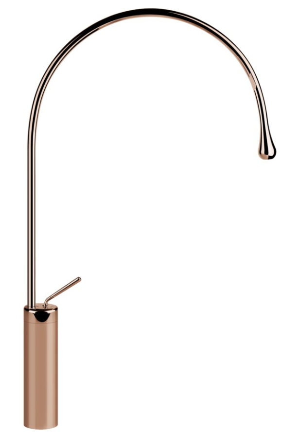 Cмеситель для раковины Gessi Goccia h745 мм, высокий с длинным изливом, без донного клапана, цвет Copper GHRC