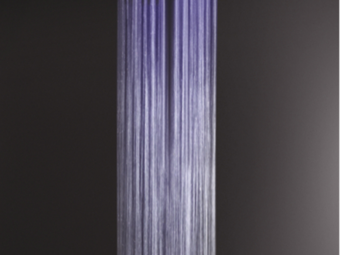 На изображении товар Душевая система Gessi Afilo, встраиваемая в потолок, 300x500 мм, с функциями тропический ливень, водопад, распыление, хромотерапия, цвет Matte White от официального представителя в Москве