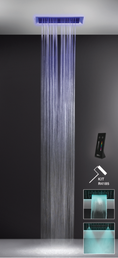 Душевая система Gessi Afilo, встраиваемая в потолок, 300x500 мм, с функциями тропический ливень, водопад, распыление, хромотерапия, цвет Matte White - изображение 1