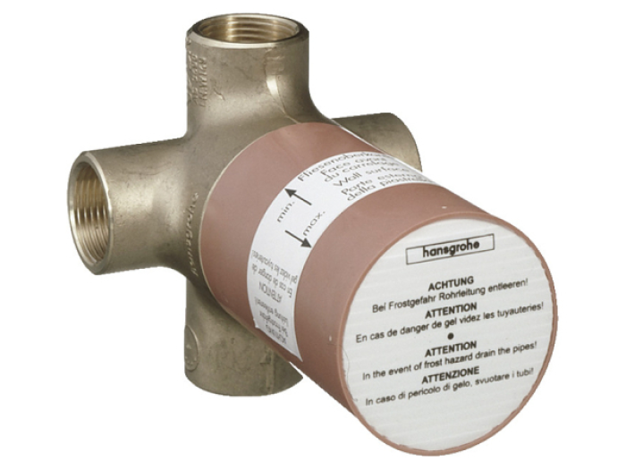 На изображении товар Внутренний механизм переключателя Hansgrohe Quattro, скрытая часть, на 3-потребителя, для вентиля арт. 15932000 от официального представителя в Москве