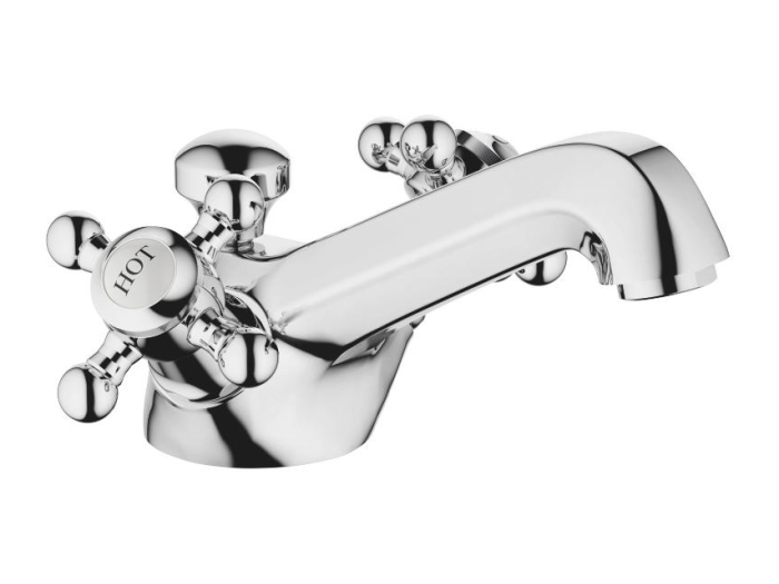 На изображении товар Смеситель для раковины Dornbracht Madison, двухвентильный, на 1 отверстие, с донным клапаном, цвет хром от официального представителя в Москве