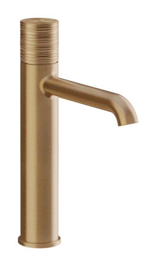 Смеситель для раковины Gessi Habito Trame, h266 мм, на 1 отверстие, излив 1644 мм, без донного клапана и соединительными шлангами, цвет Warm Bronze Br. PVD