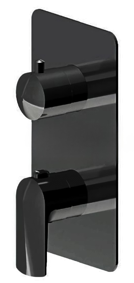 Термостат для душа Newform Delta Zero, встраиваемый, настенный, ручка установки температуры и запорный вентиль, внешняя часть, цвет Matt Black