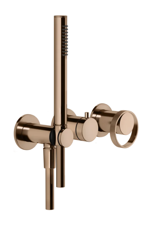 Смеситель для душа Gessi Anello, встраиваемый, 265x100 мм, однорычажный, с душевой лейки, внешняя часть, цвет Copper PVD
