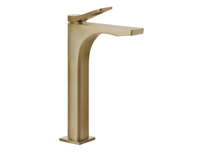 На изображении товар Смеситель для раковины Gessi Rilievo, высокий, без донного клапана, цвет Warm Bronze Brushed PVD от официального представителя в Москве