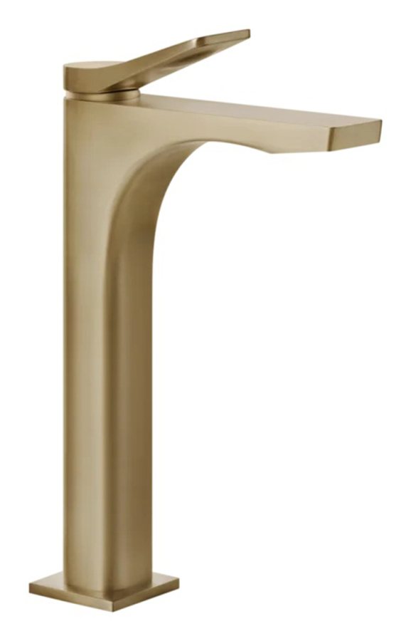 Смеситель для раковины Gessi Rilievo, высокий, без донного клапана, цвет Warm Bronze Brushed PVD