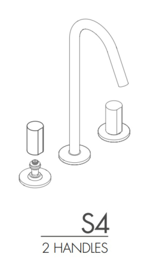 Ручки для смесителя S4 Carlo Frattini SO, на раковину, 2 штуки, на 3 отверстия, цвет сатинированное стекло/металлизированный хром - изображение 1