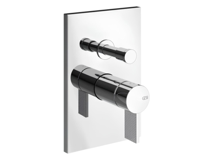 На изображении товар Смеситель для ванны/душа Gessi Inverso, настенный, на 2 выхода, с переключателем ванна/душ, внешняя часть, цвет Chrome от официального представителя в Москве