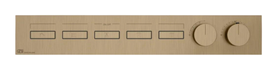 Термостат Gessi HI-FI, с кнопками вкл/выкл, до 5 функций одновременно, внешняя часть, ширина 615 мм, цвет Warm Bronze Brushed PVD