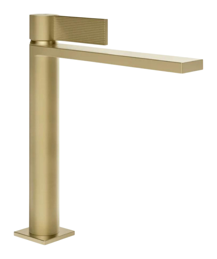 Смеситель для раковины Gessi Inverso, однорычажный, с донным клапаном и соединительными шлангами, Н-251 мм, цвет Brushed Brass PVD