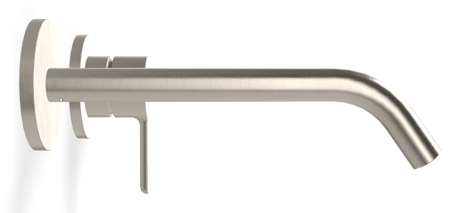 Смеситель для раковины Carlo Frattini Snap, настенный, без донного клапана, с аэратором, излив 200 мм, внешняя часть, цвет никель брашированный - изображение 2