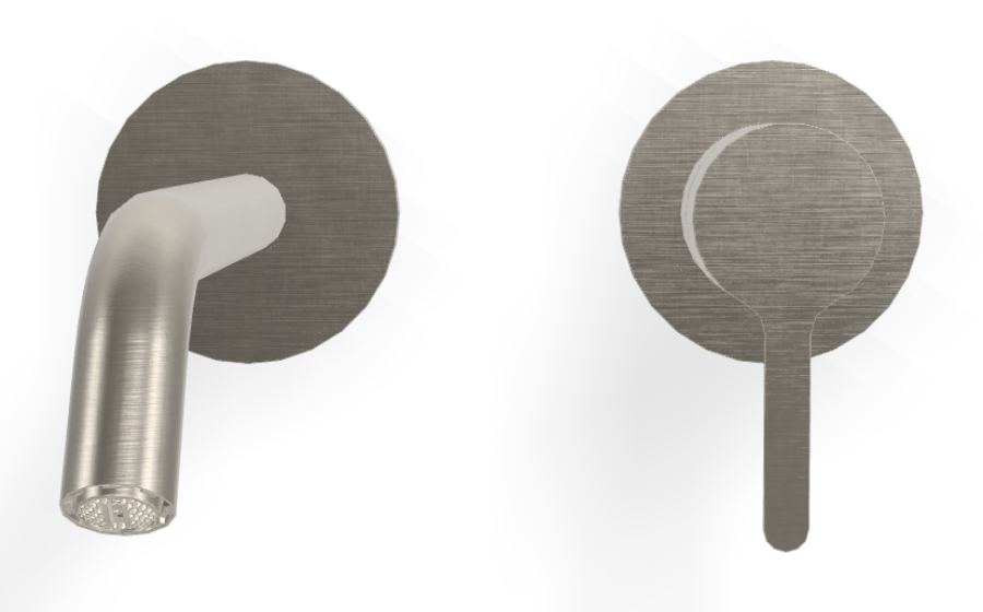 Смеситель для раковины Carlo Frattini Snap, настенный, без донного клапана, с аэратором, излив 200 мм, внешняя часть, цвет никель брашированный - изображение 1