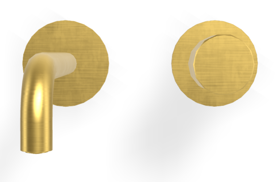 Смеситель для раковины Carlo Frattini Spillo Tech, ручка V Collection, с донным клапаном Click-Clack, излив 200 мм, внешняя часть, цвет брашированное золото - изображение 1