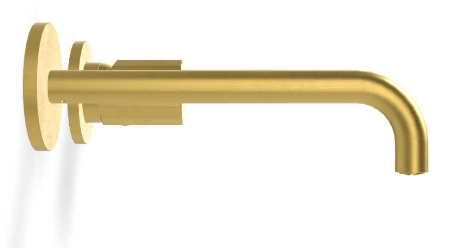 Смеситель для раковины Carlo Frattini Spillo Tech, ручка V Collection, с донным клапаном Click-Clack, излив 200 мм, внешняя часть, цвет брашированное золото - изображение 2