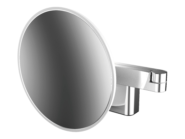 На изображении товар Зеркало косметическое, Emco Evo, Ø209 мм, 5-ти кратное увеличение, LED-подсветка, хром от официального представителя в Москве