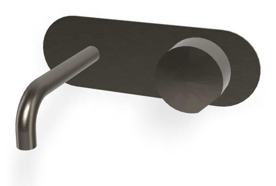 Смеситель для раковины Carlo Frattini SO, настенный, без ручек, с донным клапаном Click-Clack, излив 147 мм, внешняя часть, цвет брашированный чёрный хром