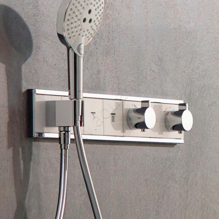 Термостат Hansgrohe RainSelect, встраиваемый, встроенный держатель душа, для 2-х потребителей, внешняя часть, цвет хром - изображение 1