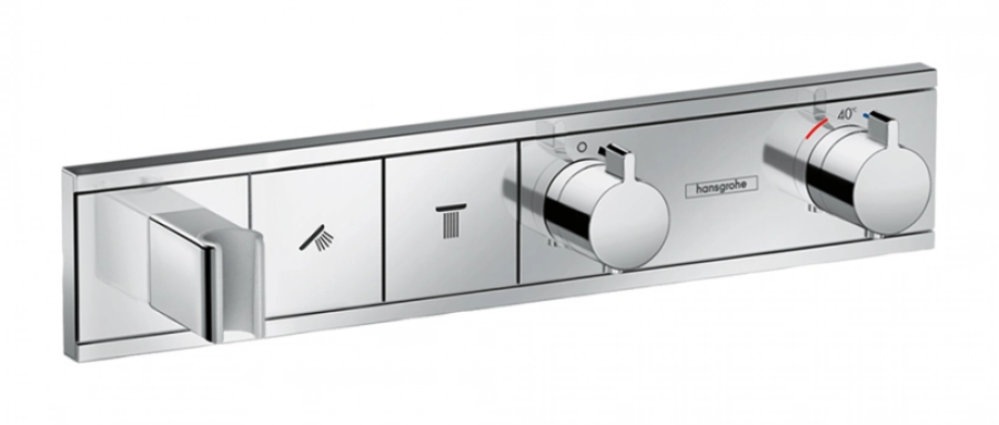 Термостат Hansgrohe RainSelect, встраиваемый, встроенный держатель душа, для 2-х потребителей, внешняя часть, цвет хром