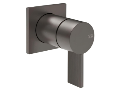 На изображении товар Смеситель для душа Gessi Inverso, встраиваемый, настенный, однорычажный, внешняя часть, Н-98 мм, цвет чёрный металл шлифованный PVD от официального представителя в Москве