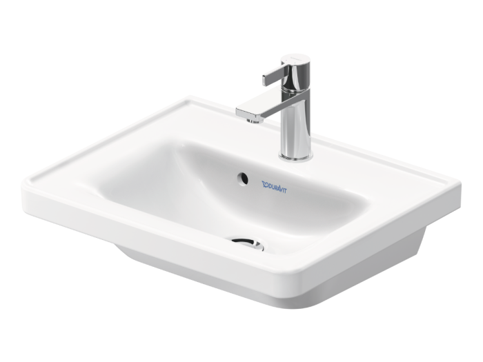 На изображении товар Раковина Duravit D-Neo для рук, 500х400 мм, с переливом, 1 отверстие под смеситель, цвет белый с покрытием WonderGliss от официального представителя в Москве