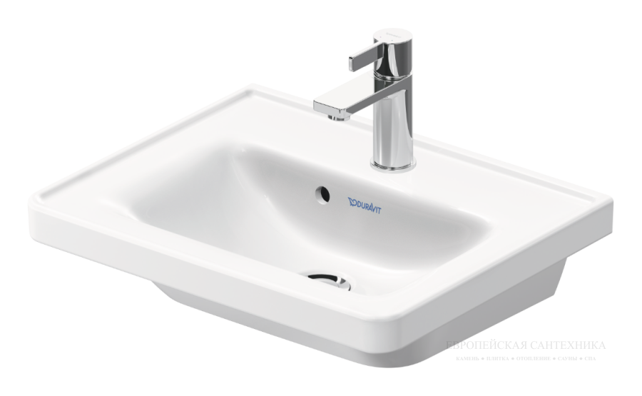 Раковина Duravit D-Neo для рук, 500х400 мм, с переливом, 1 отверстие под смеситель, цвет белый с покрытием WonderGliss