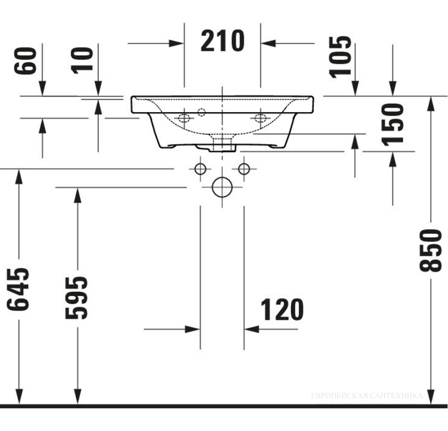 Раковина Duravit D-Neo для рук, 500х400 мм, с переливом, 1 отверстие под смеситель, цвет белый с покрытием WonderGliss - изображение 7