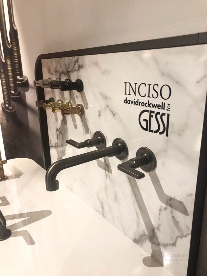 Смеситель для раковины Gessi Inciso настенный, без донного клапана, встраиваемый, цвет Black Metal Brushed PVD - изображение 4