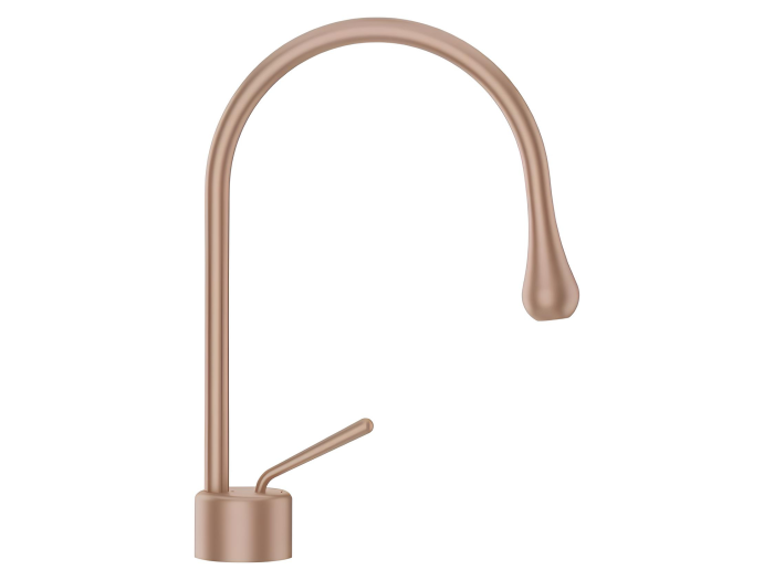 На изображении товар Cмеситель для раковины Gessi Goccia h309 мм, с коротким изливом, без донного клапана, цвет Copper Brushed GHRC от официального представителя в Москве