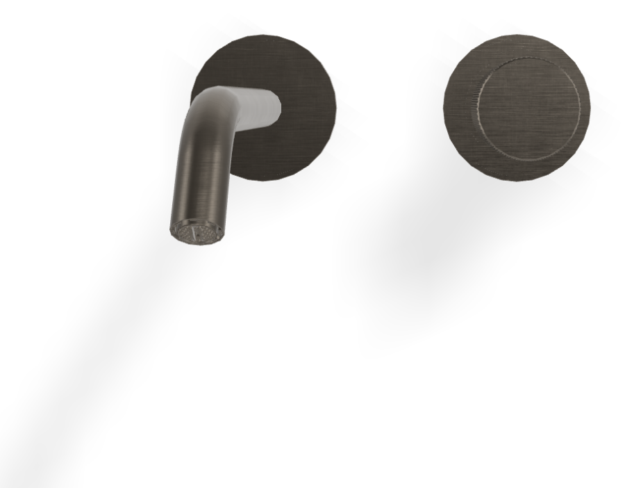 Смеситель для раковины Carlo Frattini Spillo Tech, ручка X Collection, настенный, с донным клапаном Click-Clack, излив 210 мм, внешняя часть, цвет брашированный чёрный хром - изображение 1