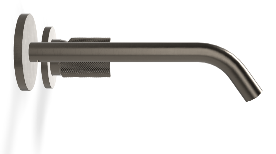 Смеситель для раковины Carlo Frattini Spillo Tech, ручка X Collection, настенный, с донным клапаном Click-Clack, излив 210 мм, внешняя часть, цвет брашированный чёрный хром - изображение 2