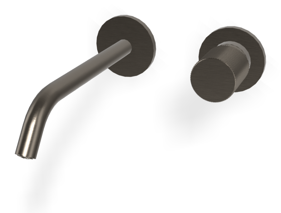 Смеситель для раковины Carlo Frattini Spillo Tech, ручка X Collection, настенный, с донным клапаном Click-Clack, излив 210 мм, внешняя часть, цвет брашированный чёрный хром