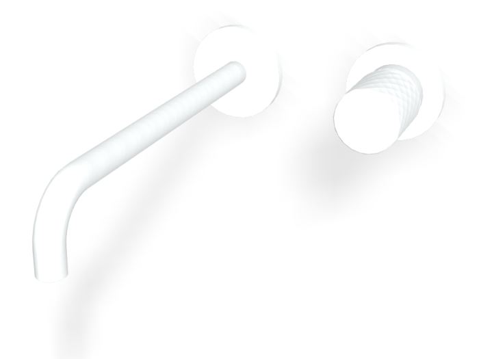 На изображении товар Смеситель для раковины Carlo Frattini Spillo Tech, ручка X Collection, настенный, с донным клапаном Click-Clack, излив 250 мм, внешняя часть,цвет белый матовый от официального представителя в Москве