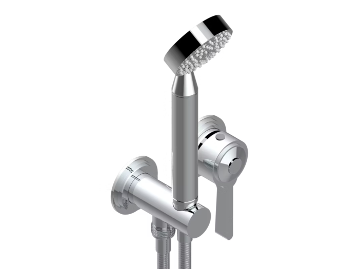 На изображении товар Смеситель для душа THG Le 9 Howlite, с душевым гарнитуром, встраиваемый, внешняя часть, цвет хром от официального представителя в Москве