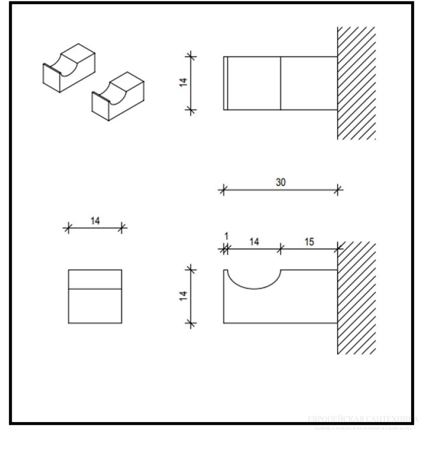 Крючок Decor Walther Corner CO HAK1, набор из 2-х шт., настенный, для полотенец/халатов, 14x14x30 мм, латунь, цвет хром - изображение 1