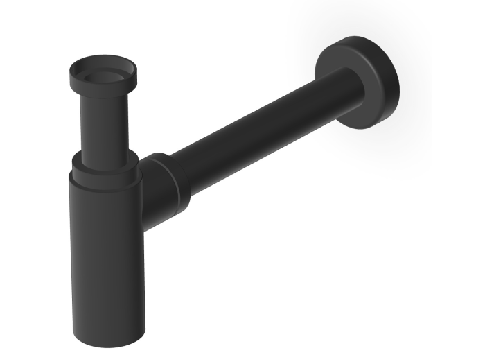 На изображении товар Сифон для раковины Zucchetti 1 1/4, цвет чёрный матовый от официального представителя в Москве