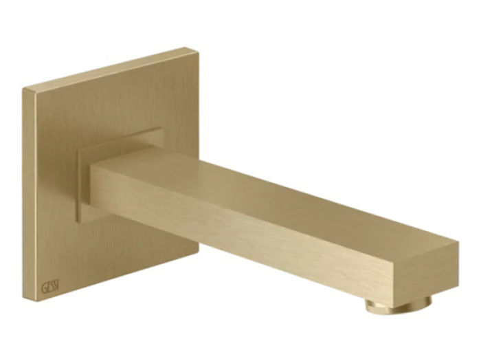 На изображении товар Излив для ванны Gessi Rettangolo, с индивидуальной длиной (мин 70 макс 300 мм) для смесителя удаленного управления, цвет Warm Bronze Brushed PVD от официального представителя в Москве