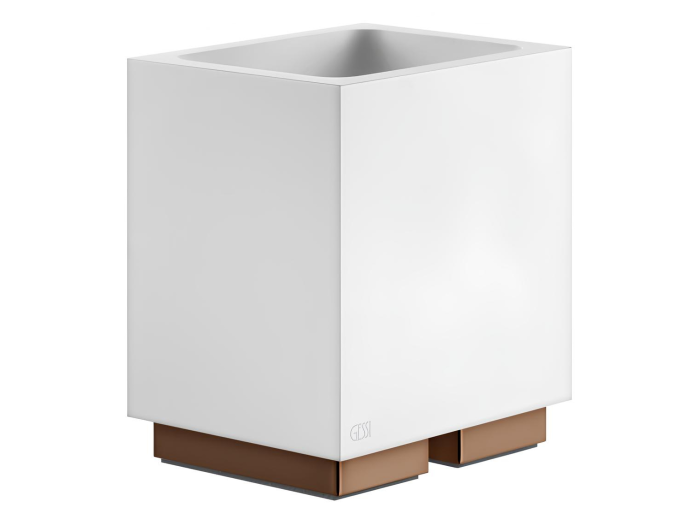 На изображении товар Стакан Gessi, настольный, белый композитный материал, цвет Copper PVD от официального представителя в Москве