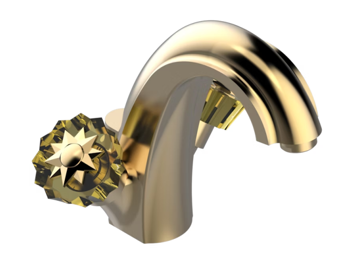 На изображении товар Смеситель THG Mille Nuits - Champagne crystal, для раковины, на 1 отверстие, донный клапан, цвет Matt Umber PVD от официального представителя в Москве