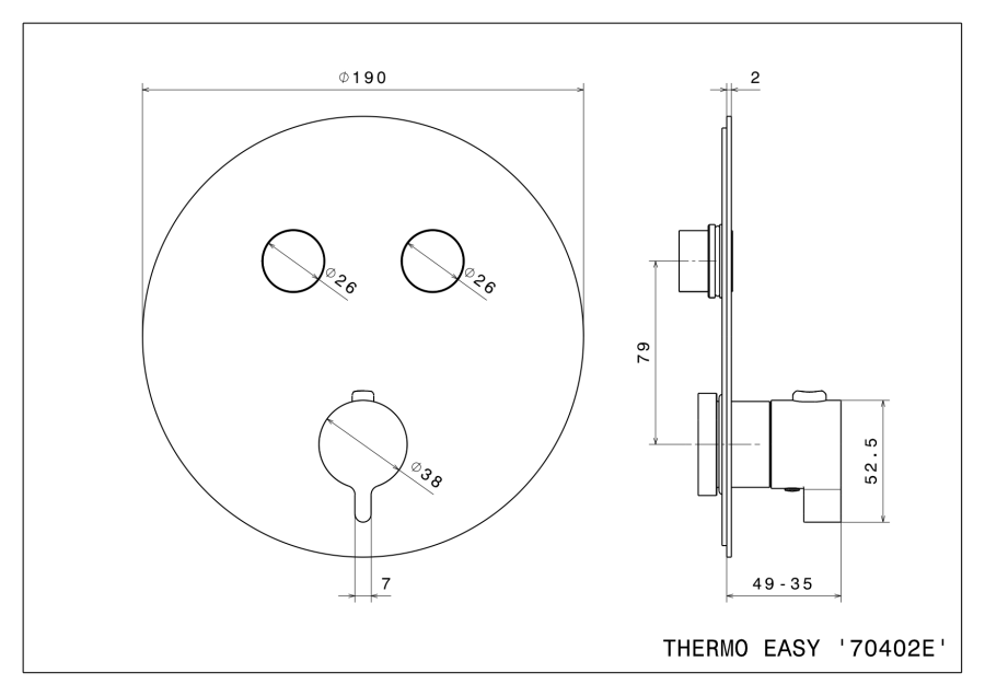 Термостат Newform O’Rama, встраиваемый, с ручкой установки температуры, с кнопками включения/выключения, внешняя часть, цвет Gold Satin - изображение 1