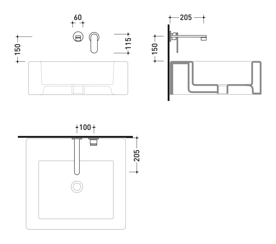 Смеситель для раковины Flaminia One, встраиваемый,  с донным клапаном Stop&Go, скрытая часть в комплекте, цвет хром - изображение 3