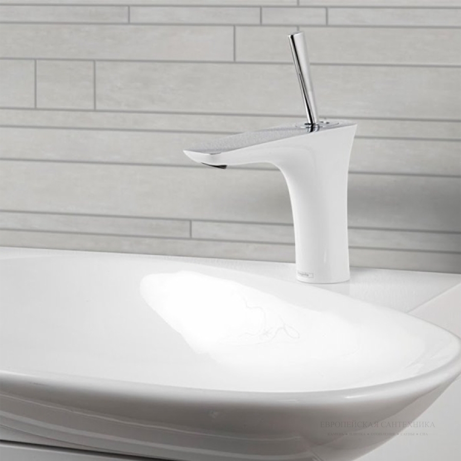 Cмеситель для раковины Hansgrohe PuraVida, ComfortZone 110, однорычажный, с донным клапаном, цвет белый/хром - изображение 2