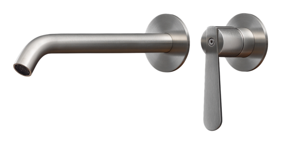 Смеситель для раковины CEA Design Lutezia Plus, настенный, на 2 отверстия, излив L. 215 мм, внешняя часть, сталь, цвет Black Diamond сатинированный