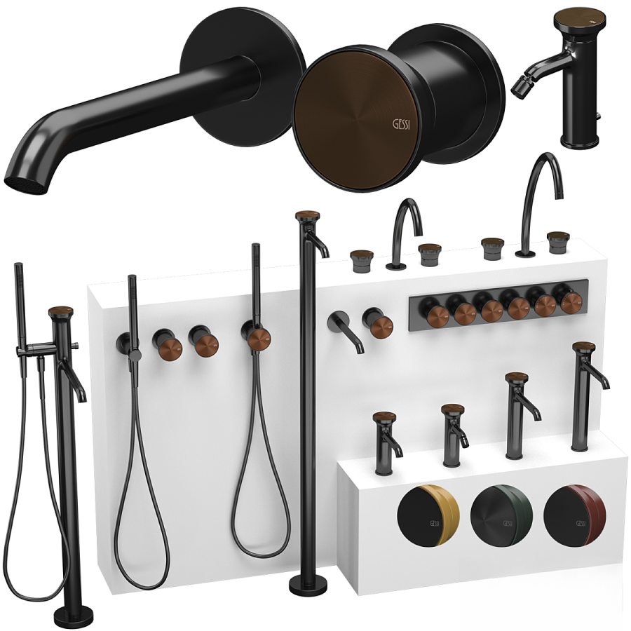 Смеситель для раковины Gessi Origini, настенный, со средним изливом, без донного клапана, цвет Dark Bronze - изображение 1