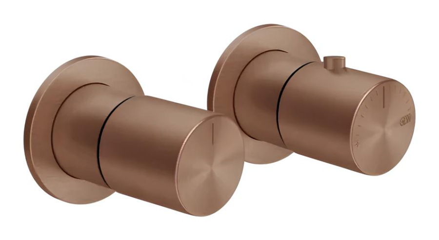 Термостат для душа Gessi Habito, встраиваемый, на 3 выхода, внешние части, цвет Copper Brushed PVD