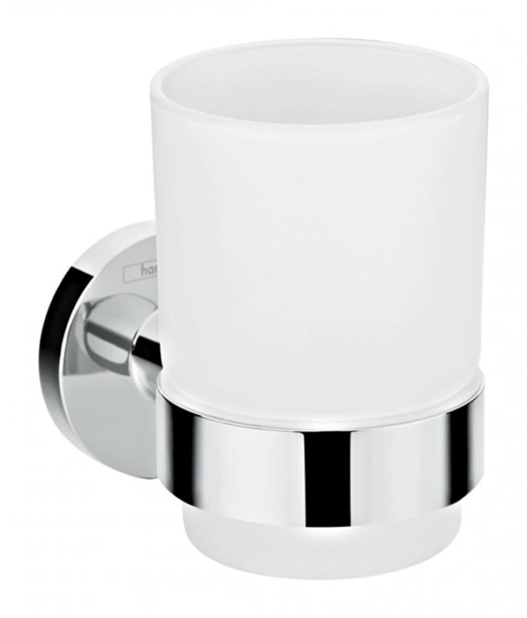 Стакан для зубных щёток Hansgrohe Logic, настенный, с держателем, матовое стекло/металл, цвет хром