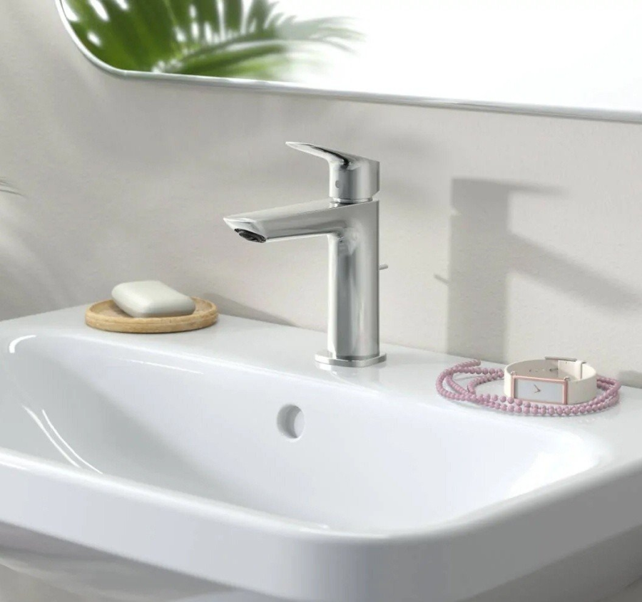 Смеситель для раковины Hansgrohe Logis, однорычажный, 110 Fine, со сливным клапаном Push-Open, цвет Хром - изображение 1