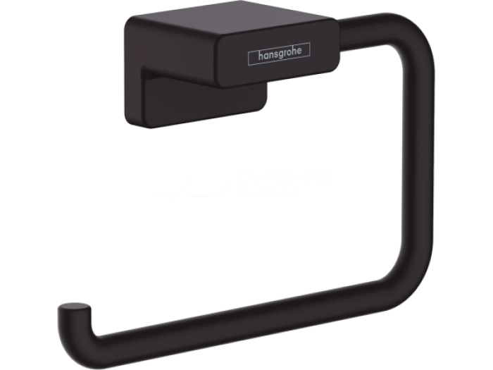 На изображении товар Бумагодержатель Hansgrohe AddStoris, настенный, без крышки, цвет матовый чёрный от официального представителя в Москве