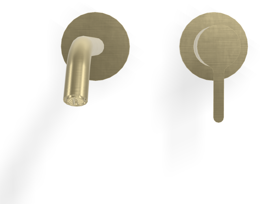 Смеситель для раковины Carlo Frattini Snap, настенный, однорычажный, с донным клапаном Click-Clack, излив 158 мм, внешняя часть, цвет брашированная шампань - изображение 1